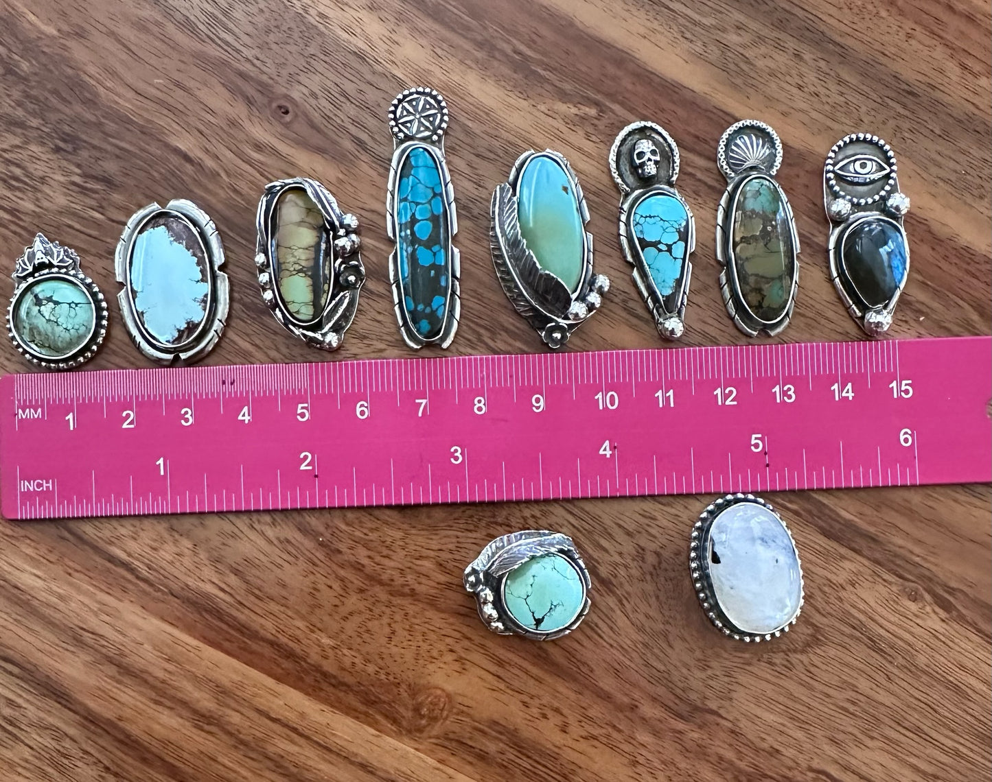 π Custom Oval Turquoise Sterling Ring with Leaf, Flower & Silver Beads β Made to Order Botanical Jewelry (1021)