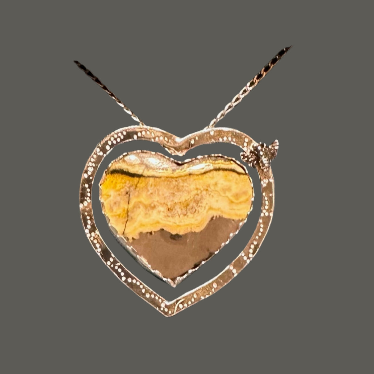 Floating Bumble Bee Heart Necklace