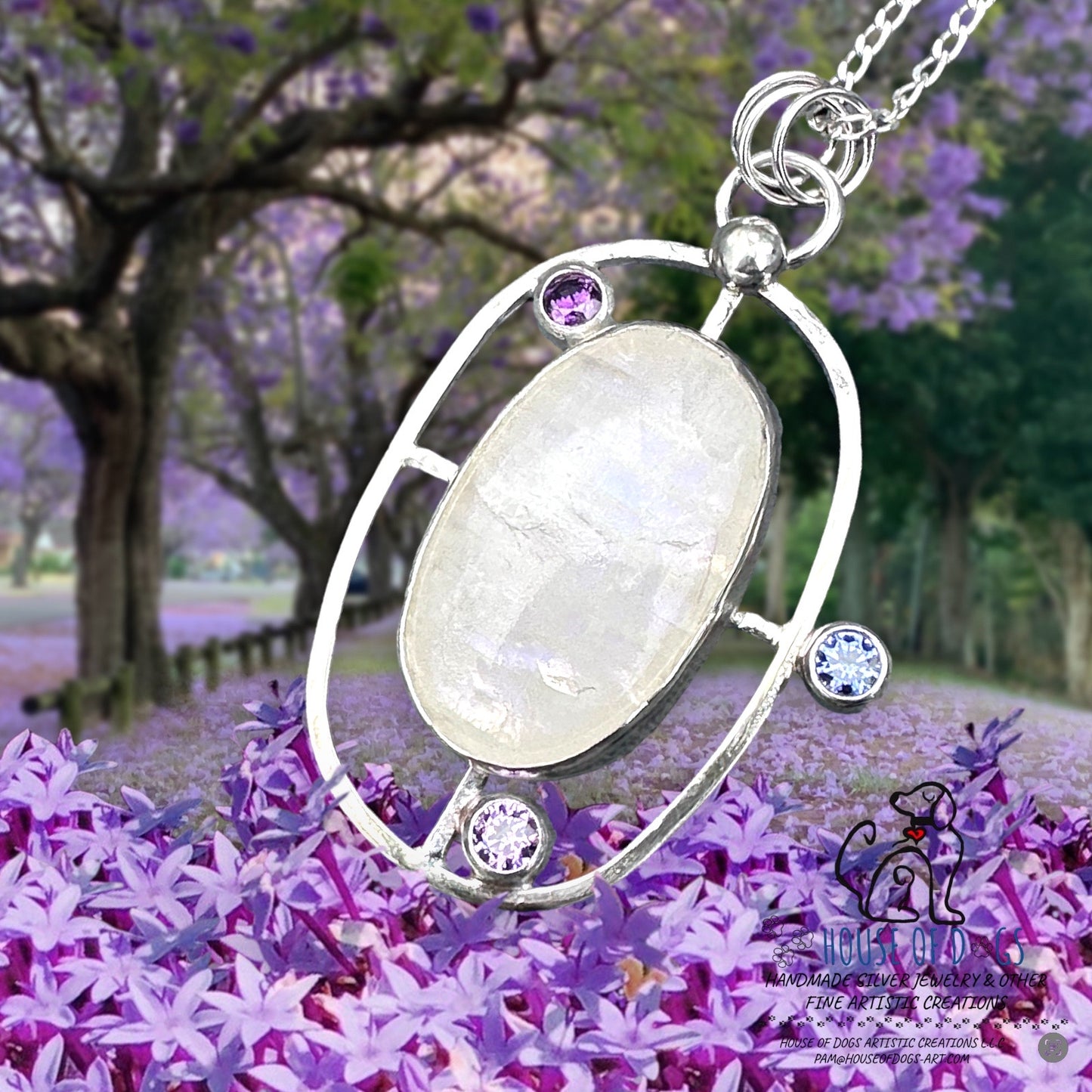 Moonstone Geometric Pendant Necklace (695)