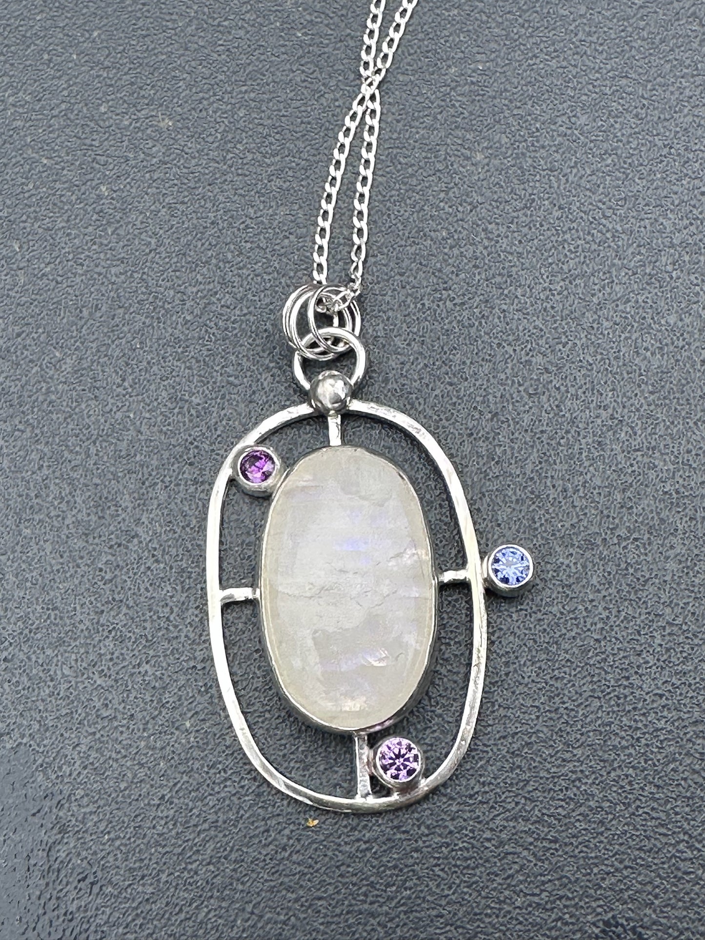Moonstone Geometric Pendant Necklace (695)