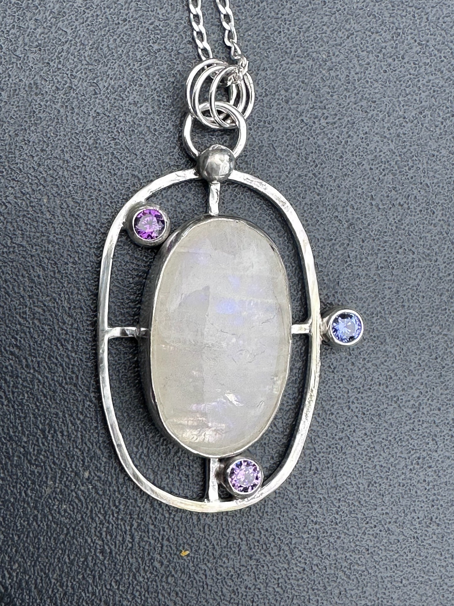 Moonstone Geometric Pendant Necklace (695)