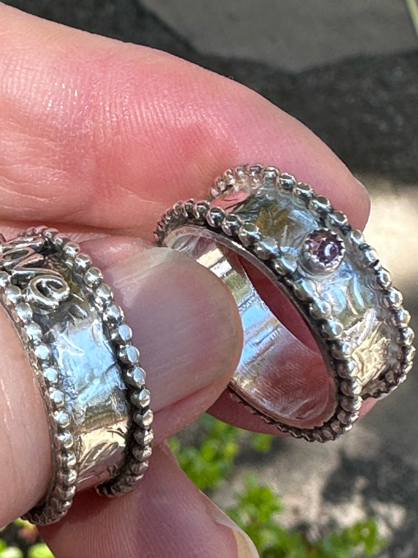 * Custom Sterling Silver with Pink CZ - Handmade to size