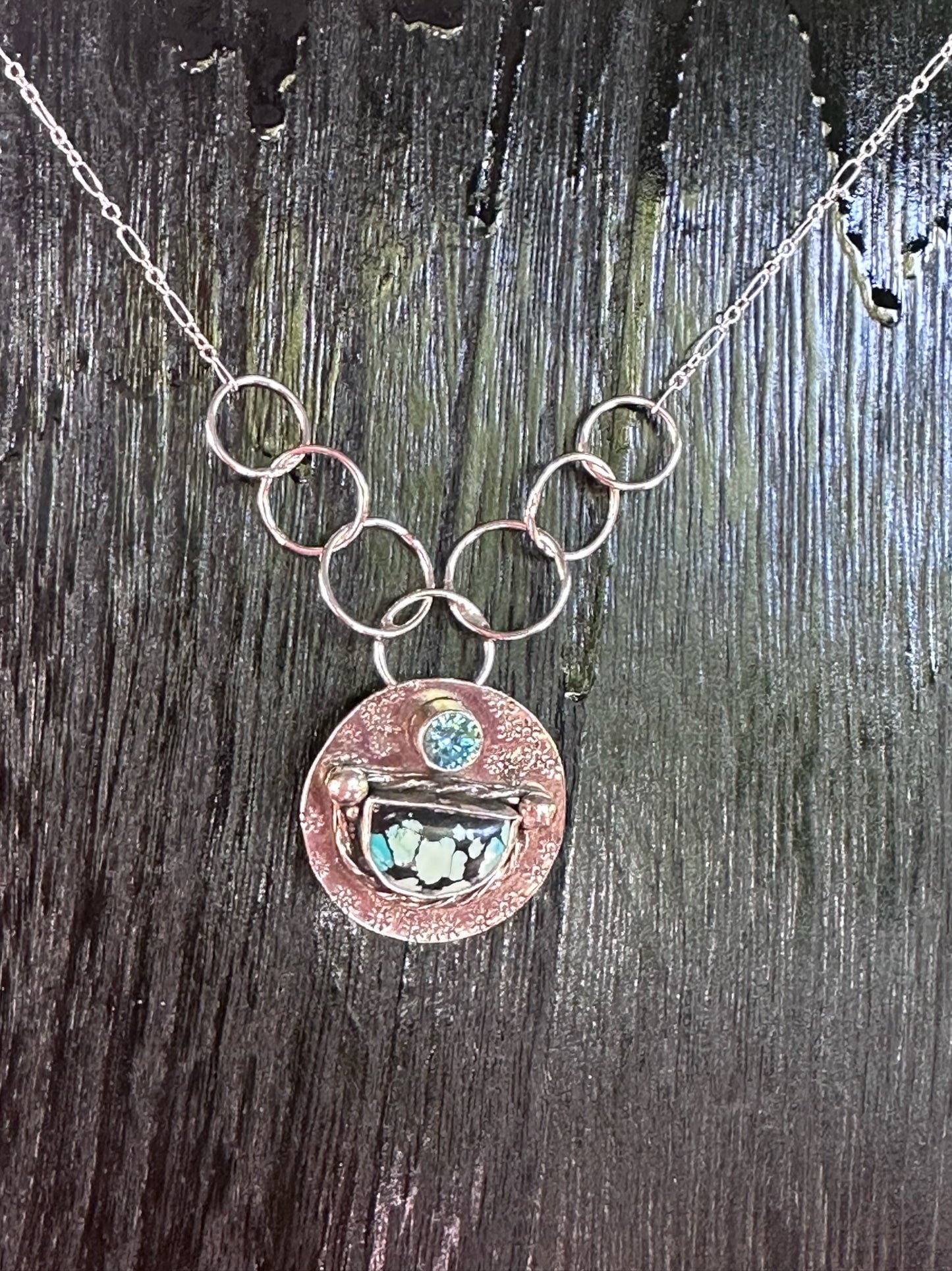 Turquoise and CZ Pendant Necklace