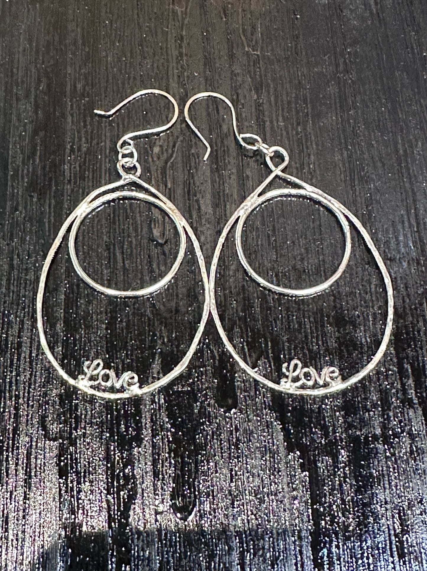 Sterling Silver - Hoop Love Earrings