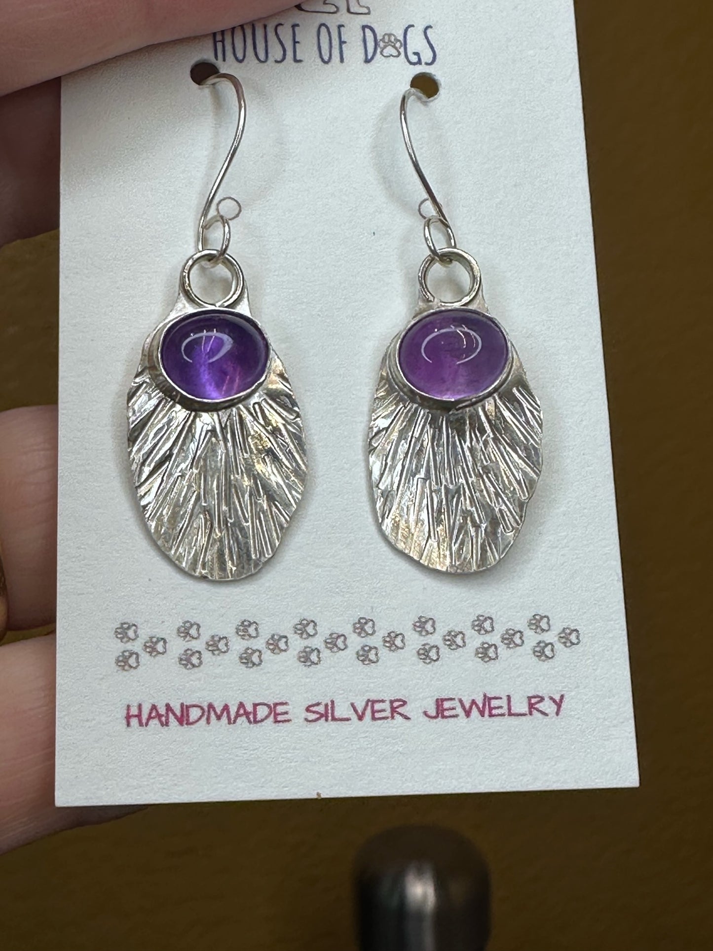 amethyst - Sterling Silver Amethyst Drop Fan Earrings