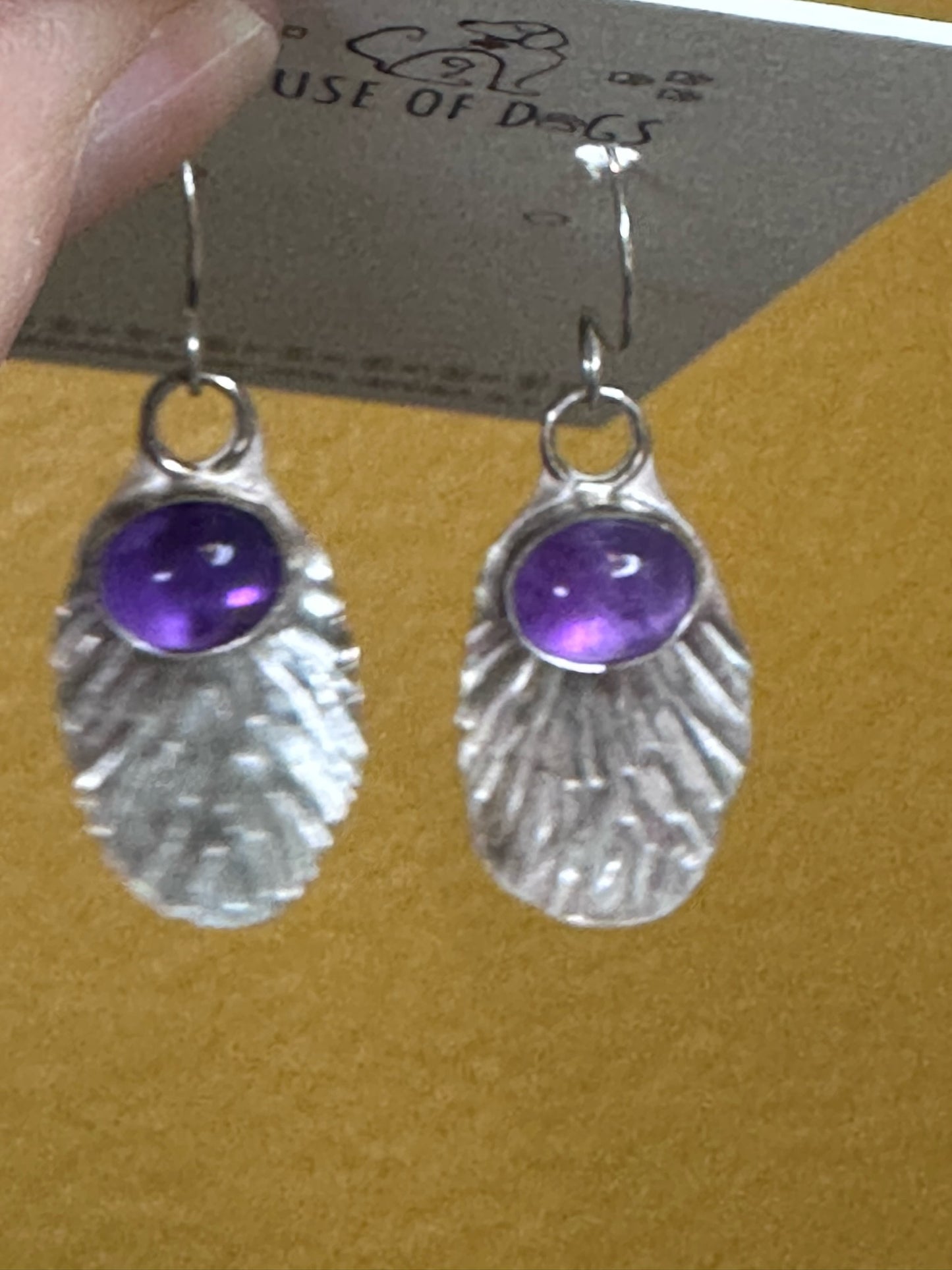amethyst - Sterling Silver Amethyst Drop Fan Earrings