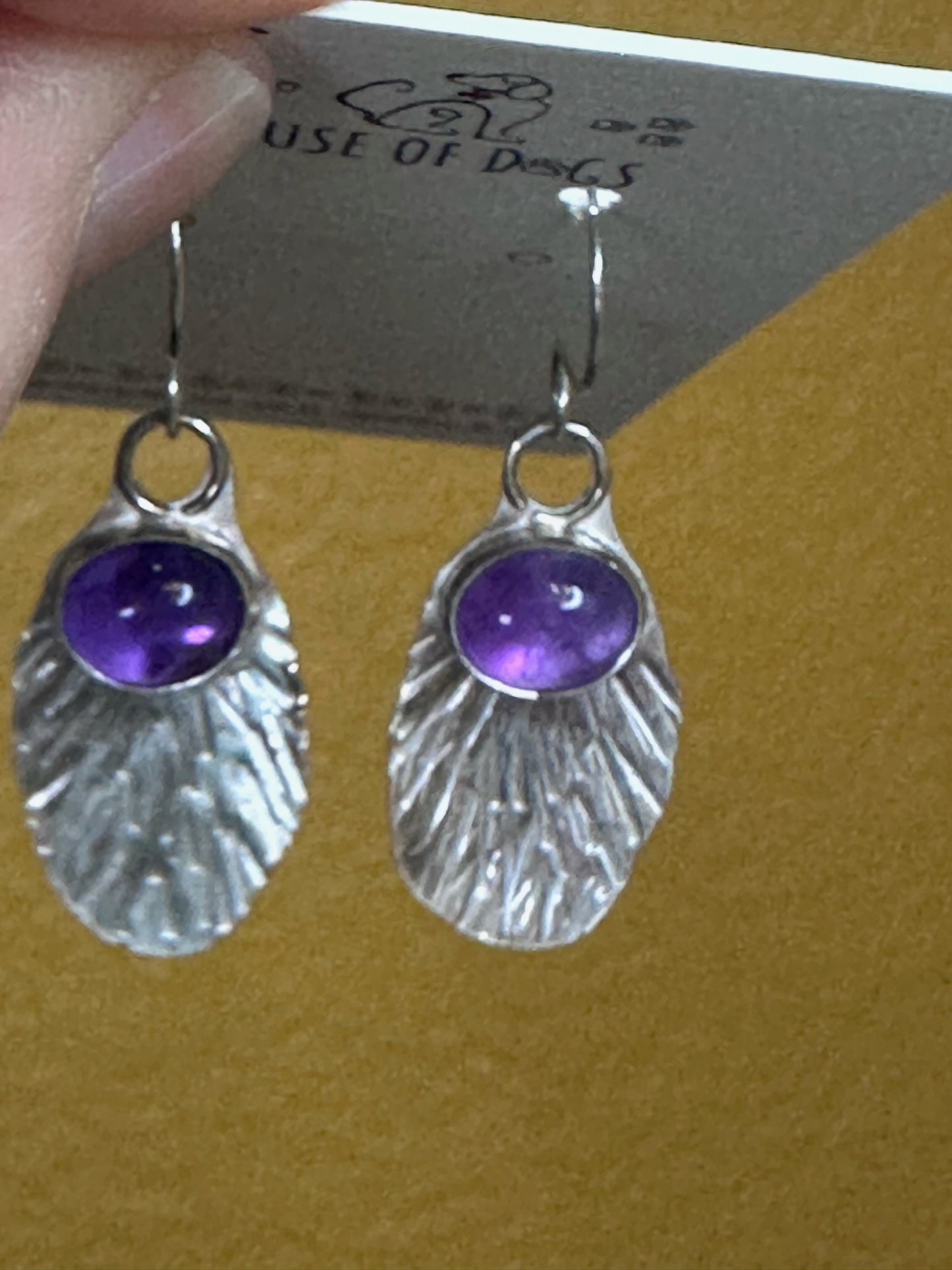 amethyst - Sterling Silver Amethyst Drop Fan Earrings