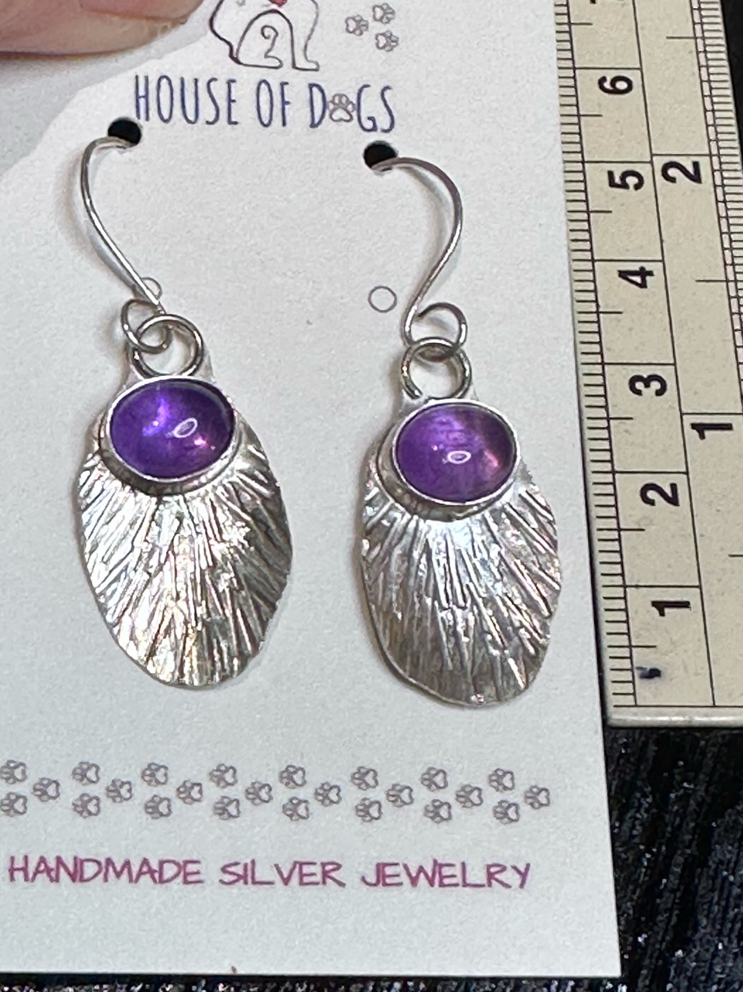 amethyst - Sterling Silver Amethyst Drop Fan Earrings