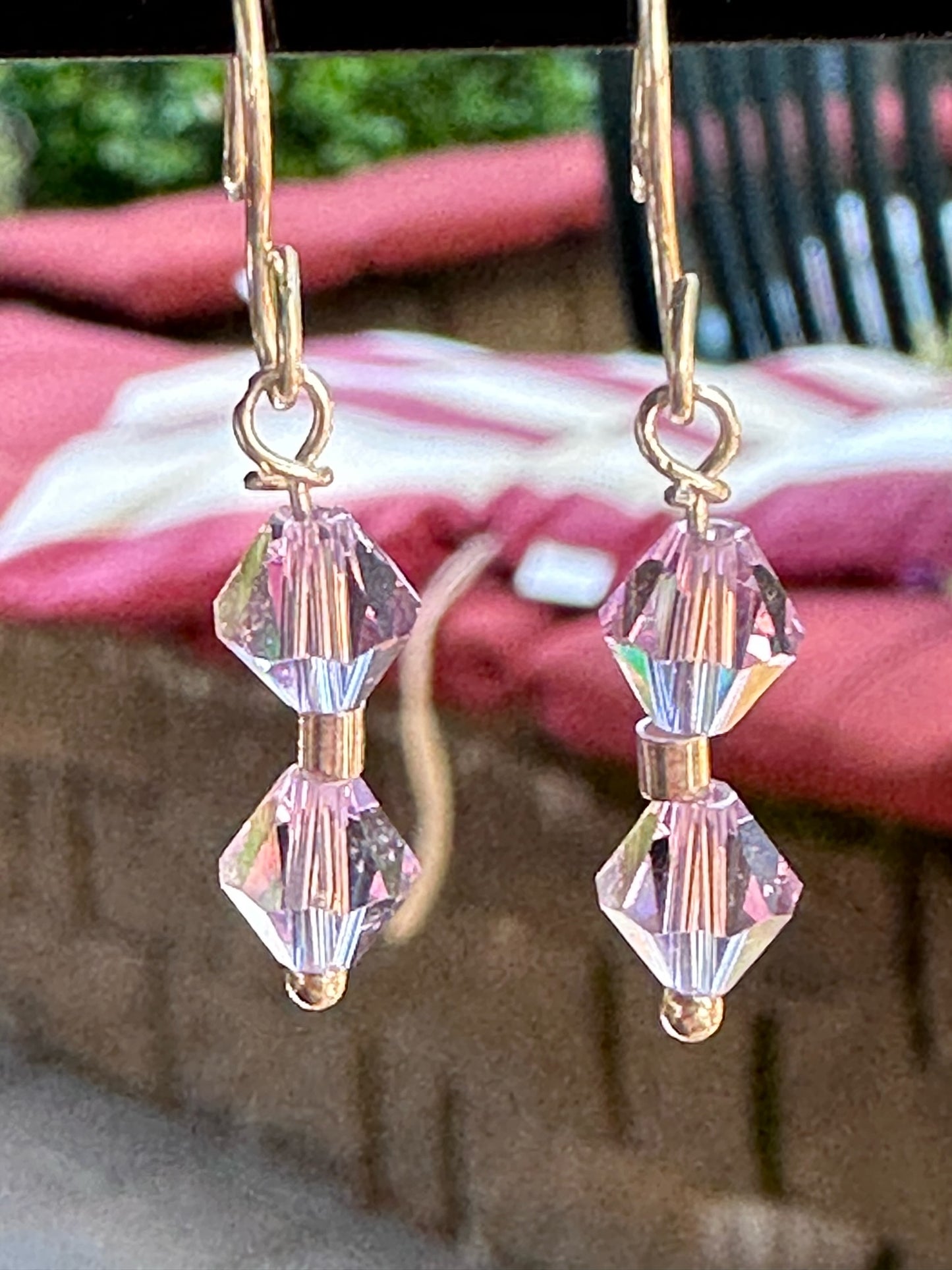 Crystal and Sterling Silver Dangle Earrings - Lavender