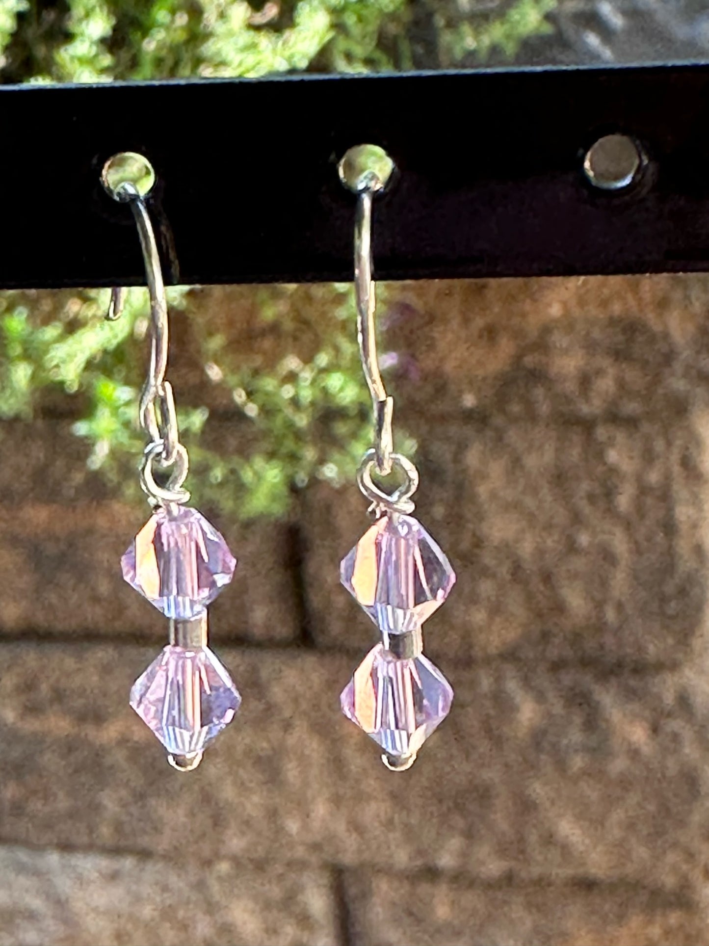 Crystal and Sterling Silver Dangle Earrings - Lavender