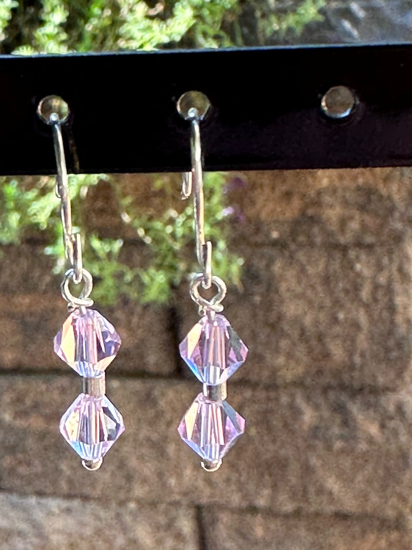 Crystal and Sterling Silver Dangle Earrings - Lavender