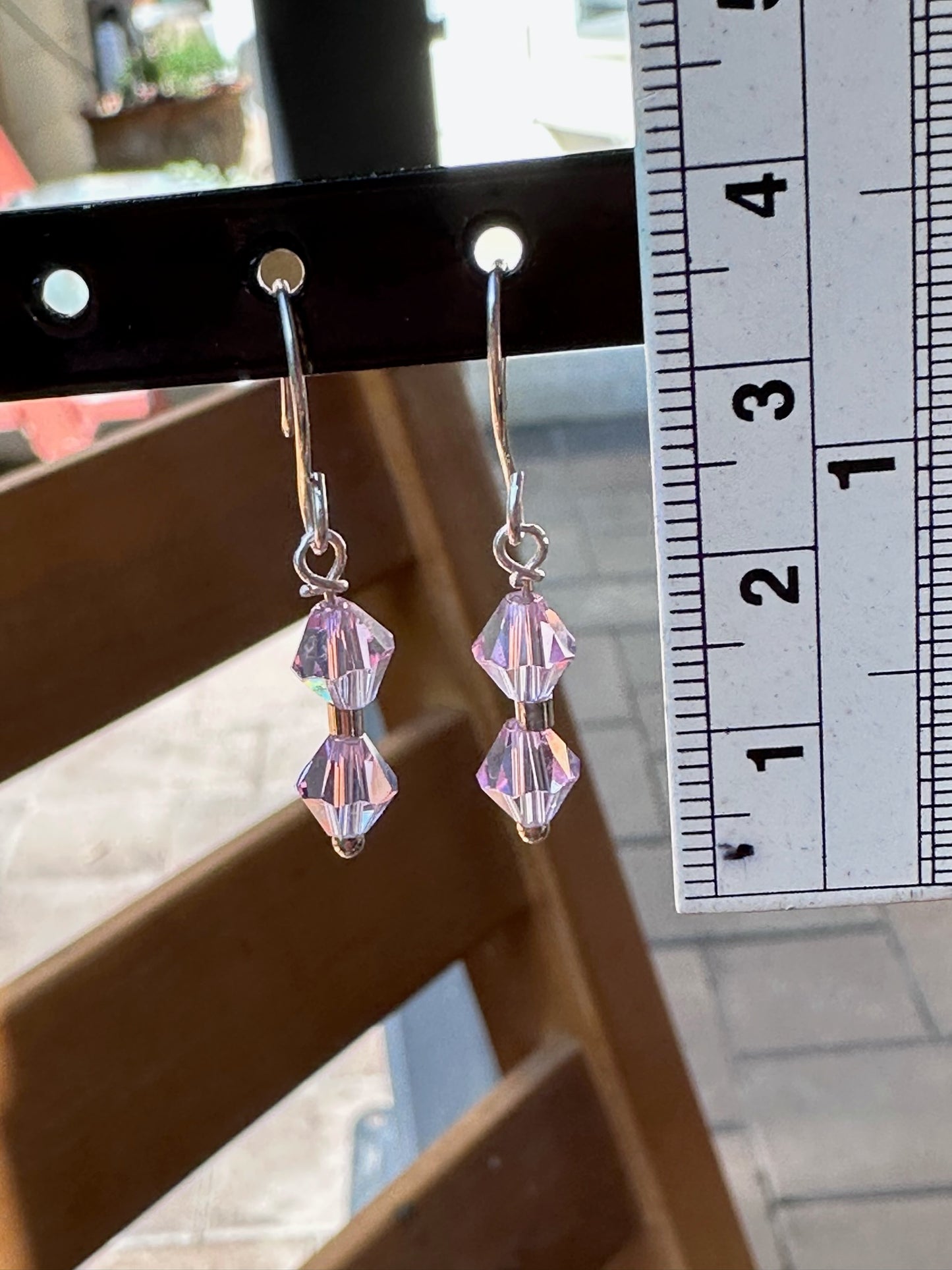 Crystal and Sterling Silver Dangle Earrings - Lavender