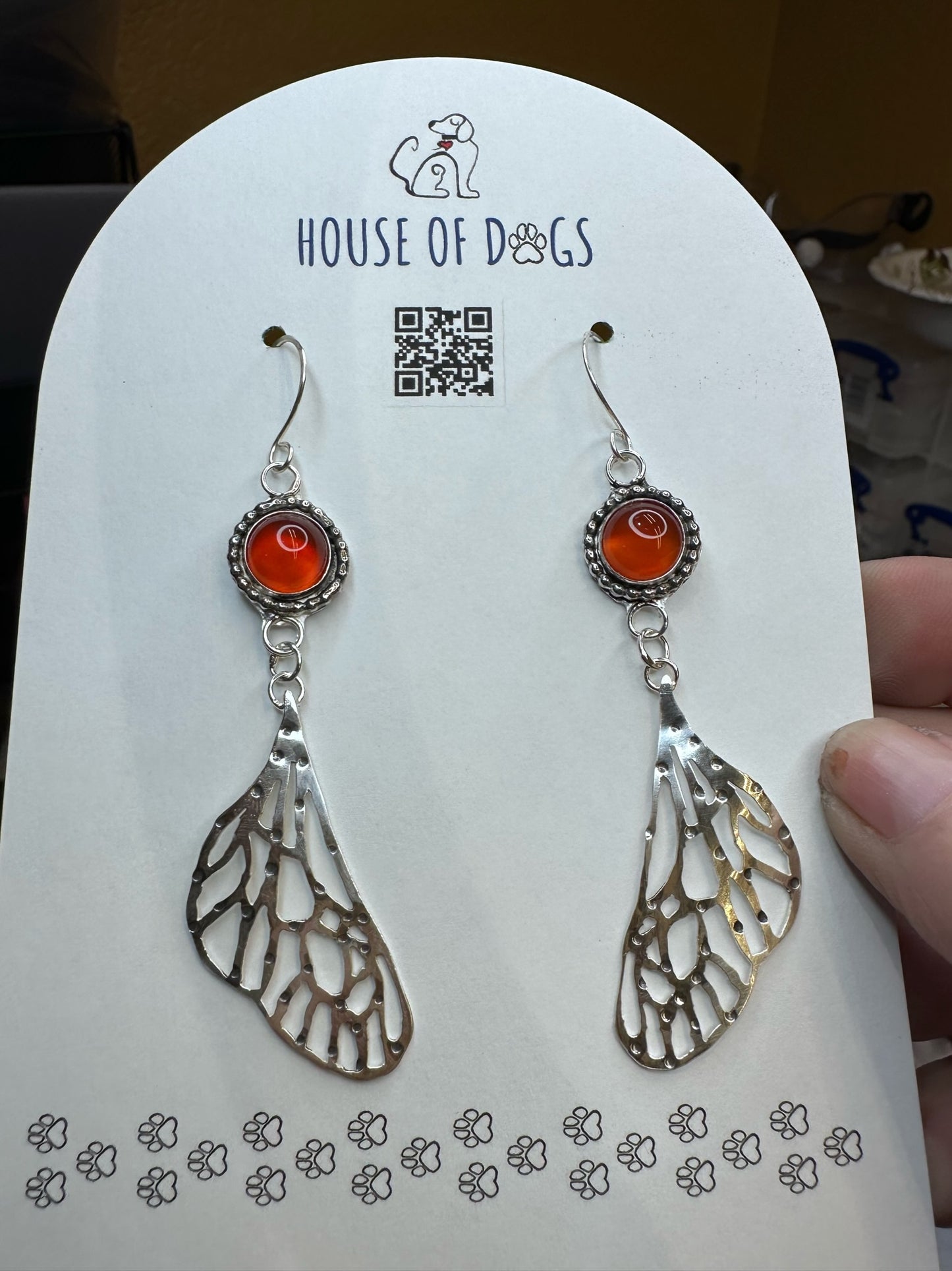 Agate and Butterfly Drop Earrings