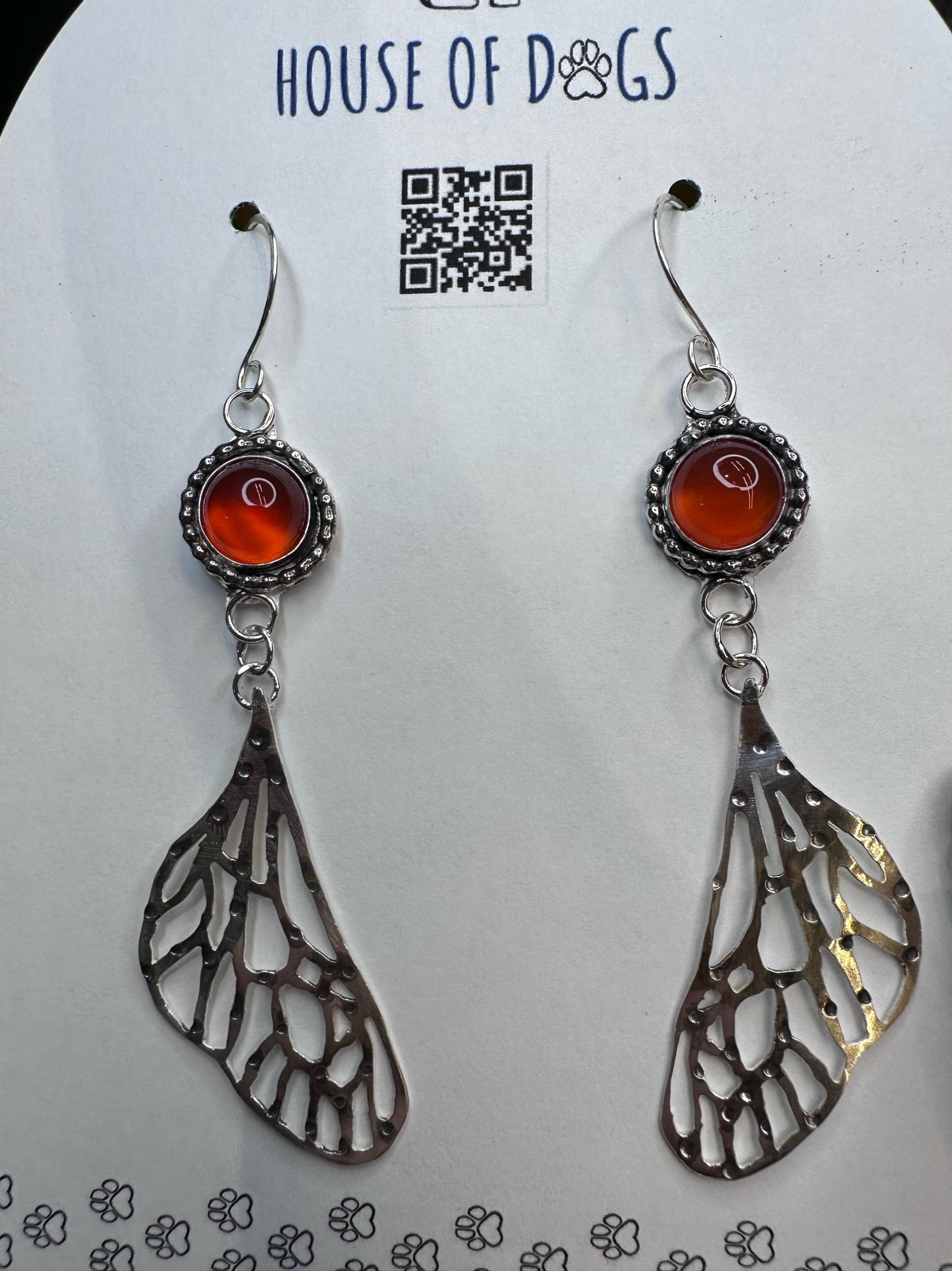 Agate and Butterfly Drop Earrings