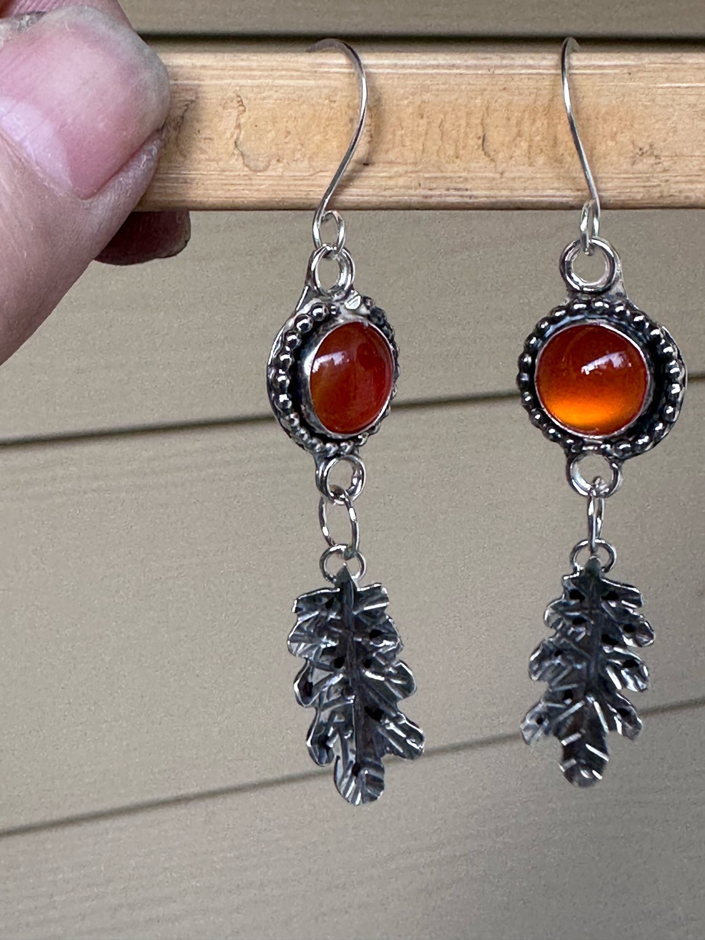 Agate and Leaf drop Earrings