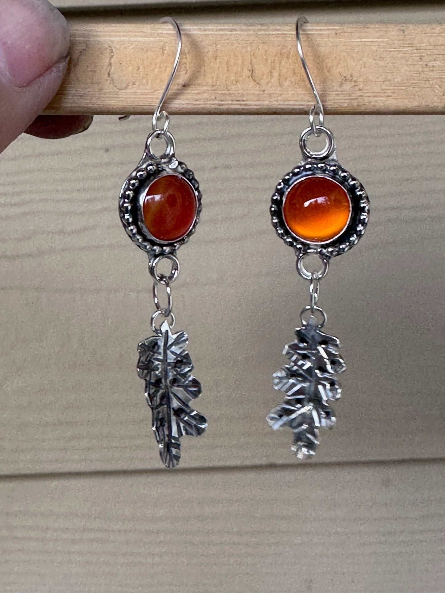 Agate and Leaf drop Earrings