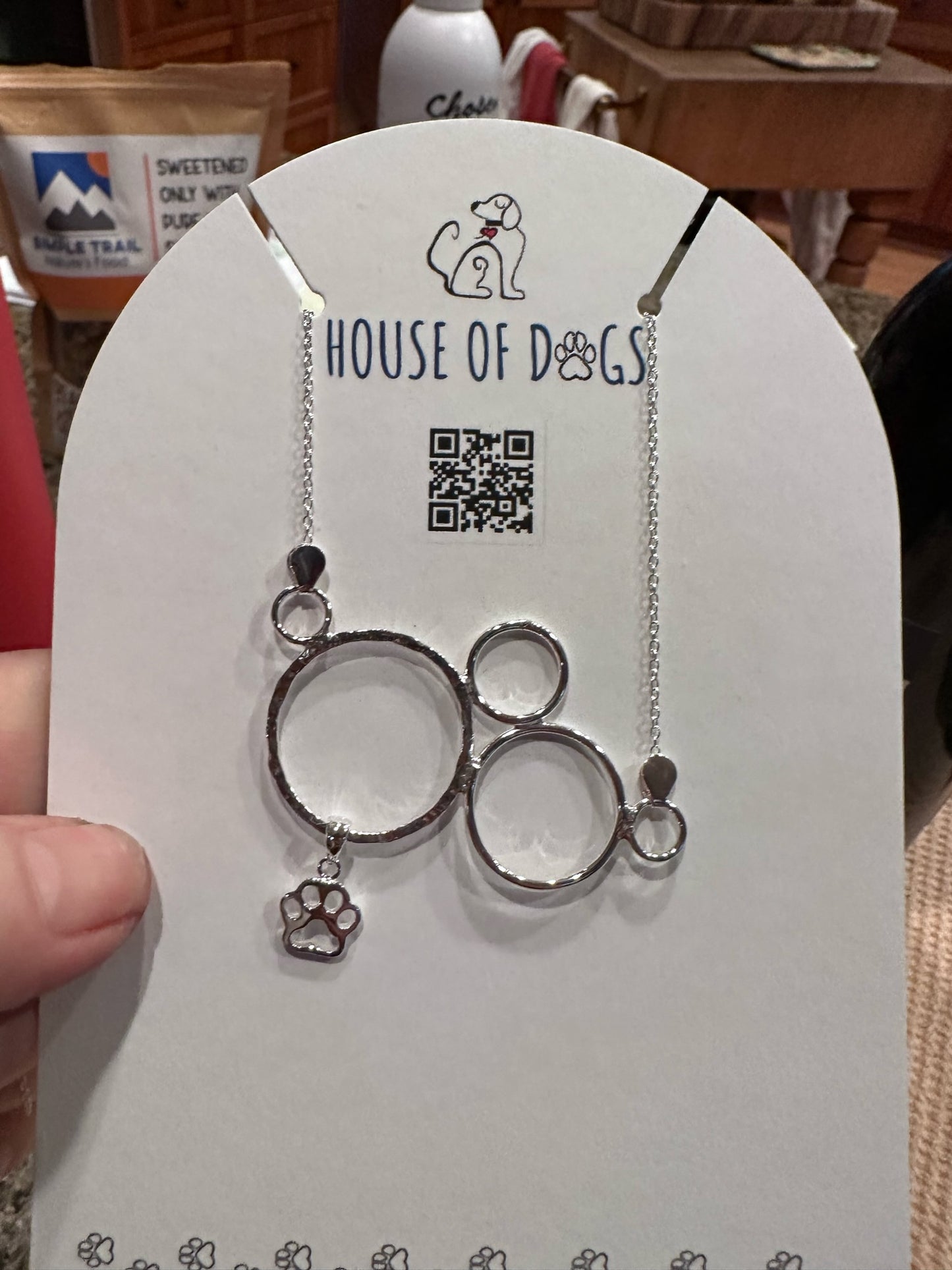 Sterling Silver Circle Dog Paw Simple Necklace