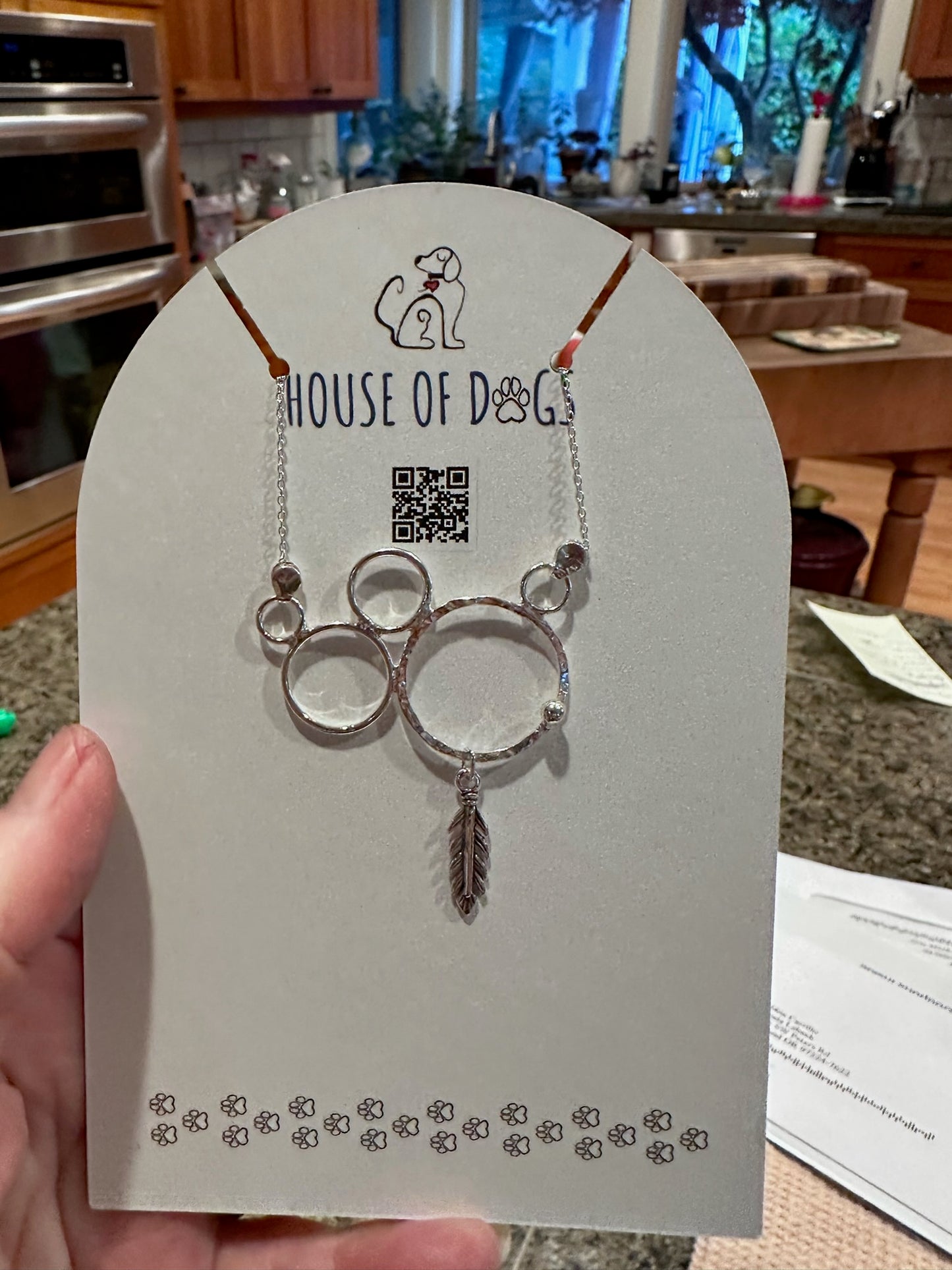 Sterling Silver Circle & Feather Simple Necklace