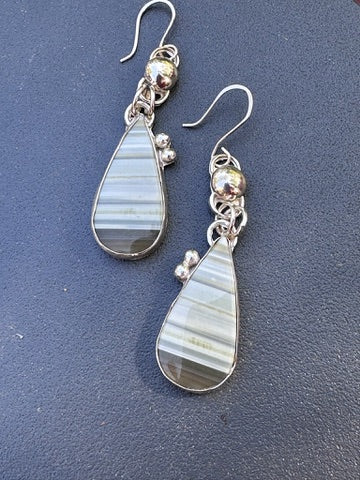 Agate and Sterling Silver Earrings