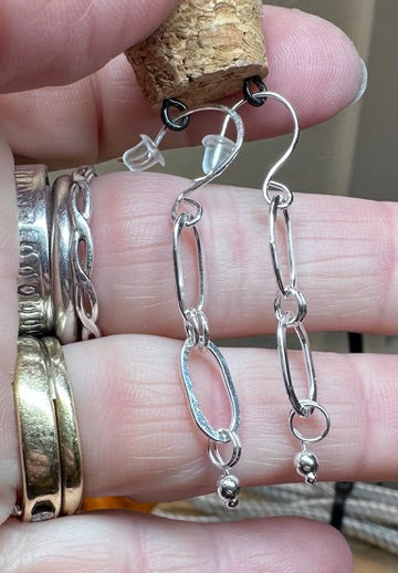 Sterling Silver Paperclip Drop Earrings ( D899)