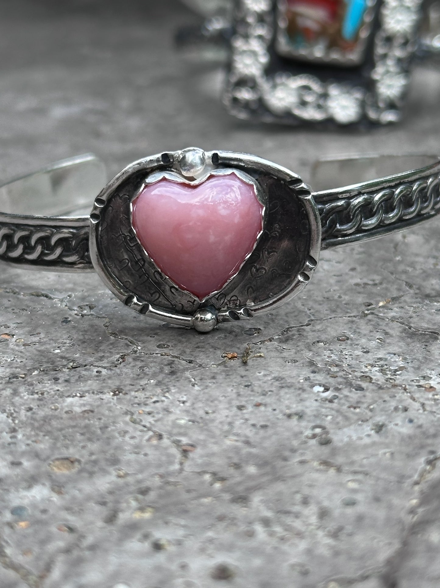 Pink Opal Heart Bracelet