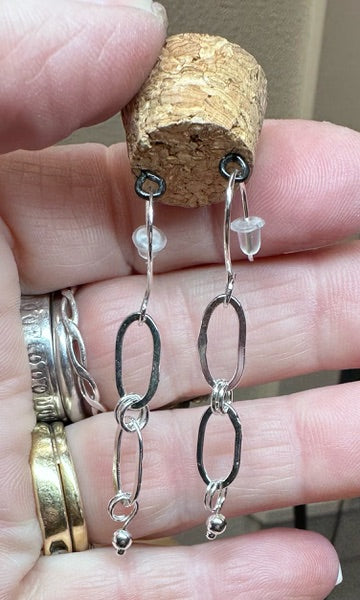 Sterling Silver Paperclip Drop Earrings ( D899)