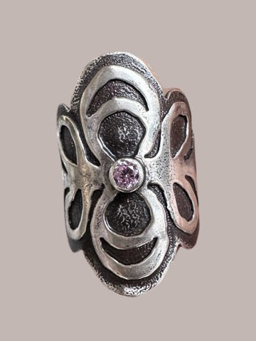 Custom Sterling Silver Saddle Ring with CZ - SIZE 9
