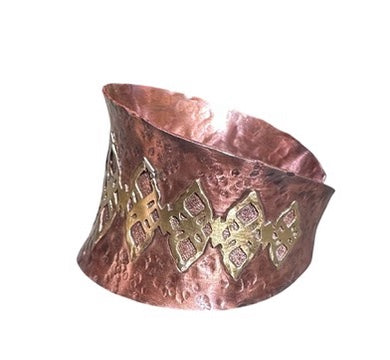 Pierced Jewelers Brass and Textured Copper Cuff (D2030)