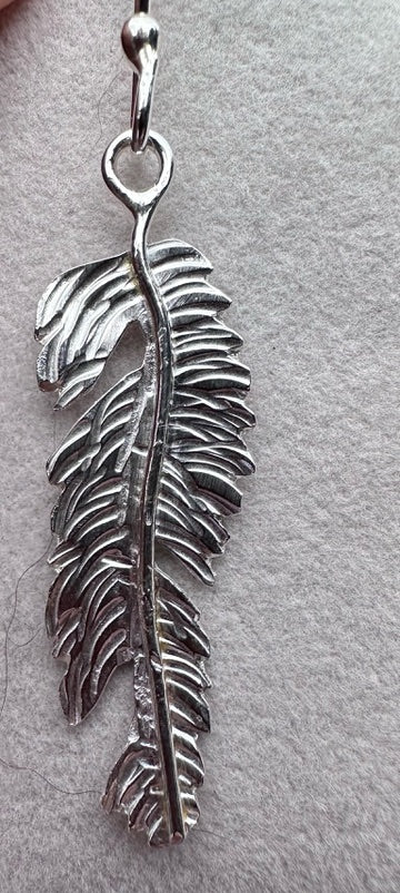 Sterling Silver Feather Drop Earrings (984)