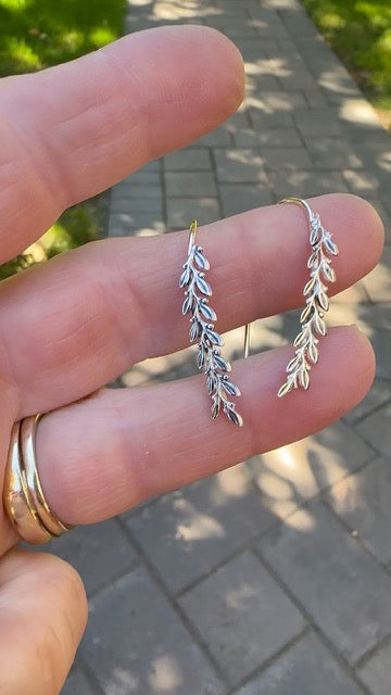 Sterling Silver Laurel Leaves Earrings (851)