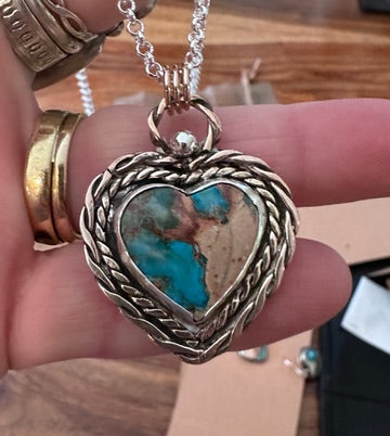 💎 Heart of Earth Necklace – Sediment Stone Pendant in Red Brass & Sterling Silver (1102)
