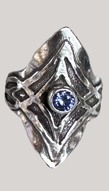 Custom Sterling Silver Saddle Ring with CZ - SIZE 10 1/2