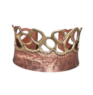 Pierced Jewelers Brass Lace and Textured Copper Cuff (D2029)