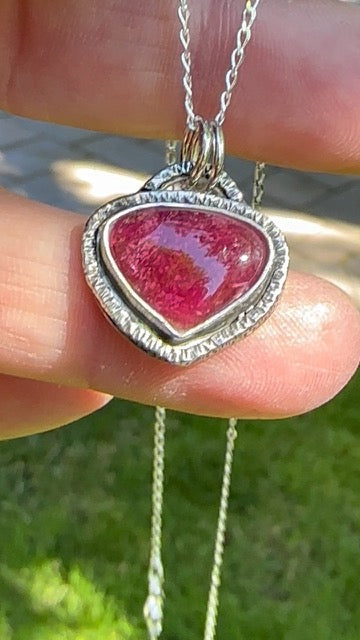 Sterling Silver Dark discount Pink Tourmaline Pendant