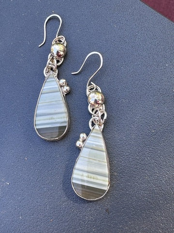 Agate and Sterling Silver Earrings