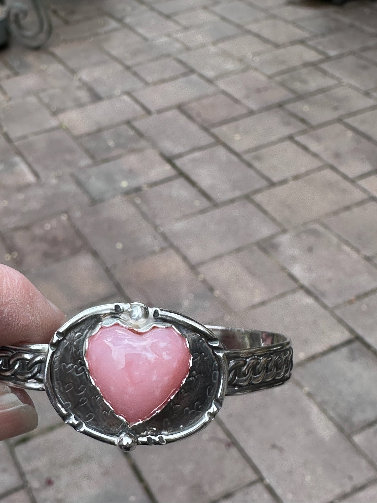 Pink Opal Heart Bracelet