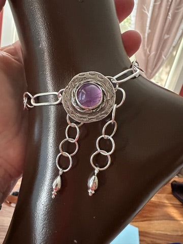 Combination Set: Amethyst & Sterling Silver Anklet   (887)