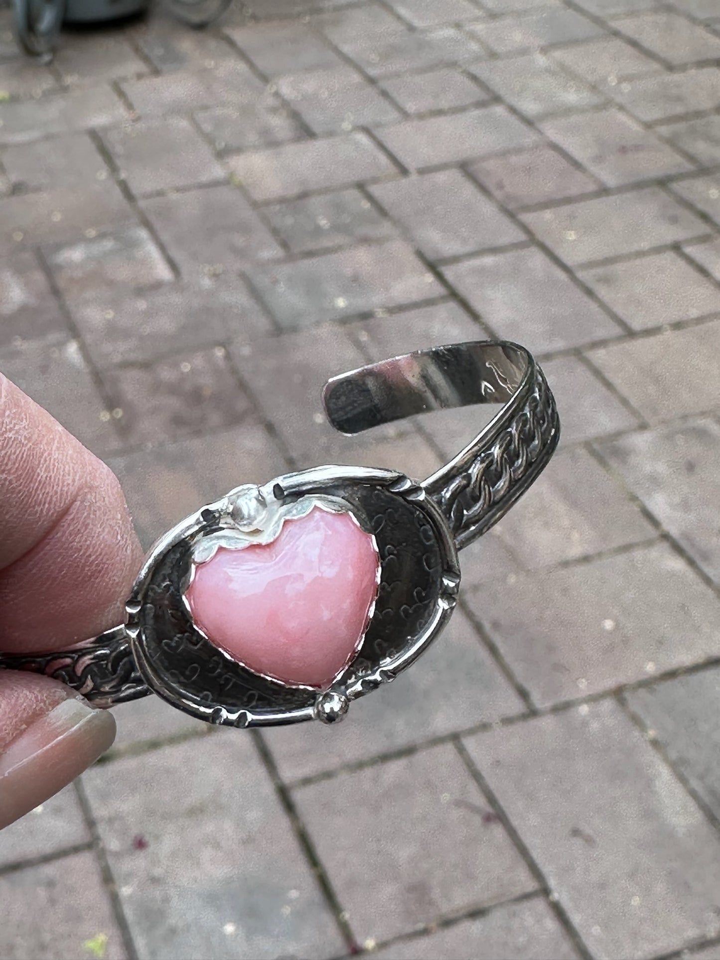 Pink Opal Heart Bracelet