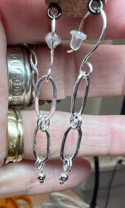 Sterling Silver Paperclip Drop Earrings ( D899)