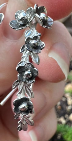 Sterling Silver Fairy - Large Flower and Leaves earrings (961)