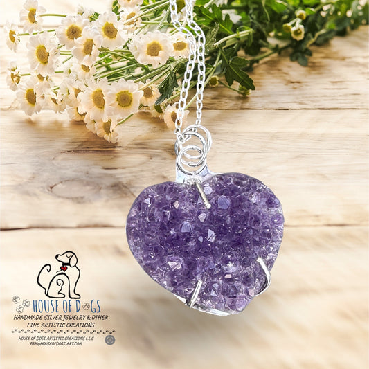 Amethyst Crystal Heart Necklace