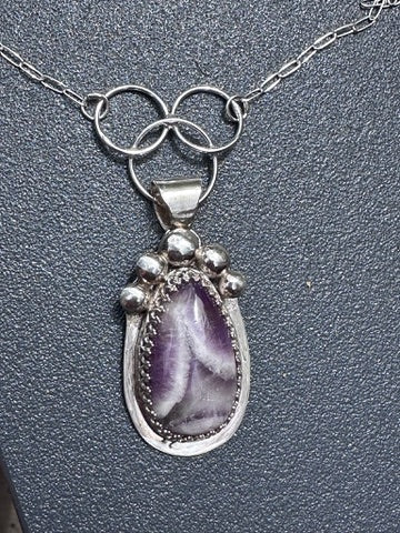 Amethyst- Teardrop Amethyst Pendant Necklace (D019)