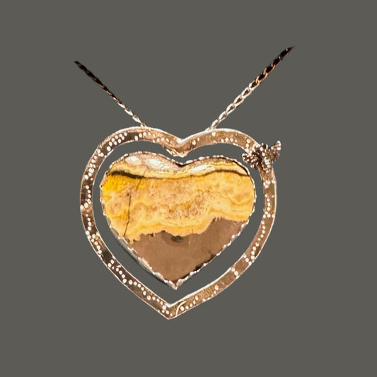Floating Bumble Bee Heart Necklace