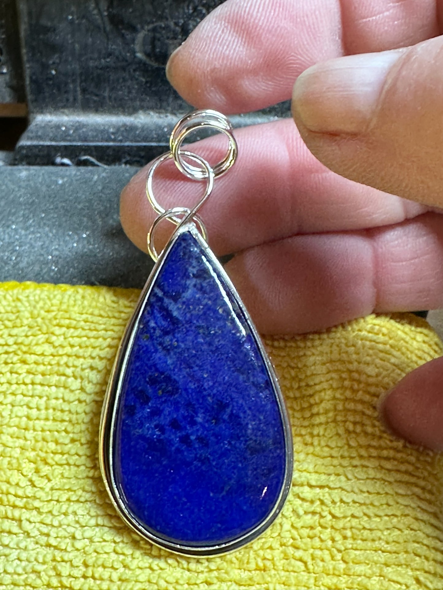 Blue Lapis Teardrop Sterling Silver Pendant Necklace on of a kind