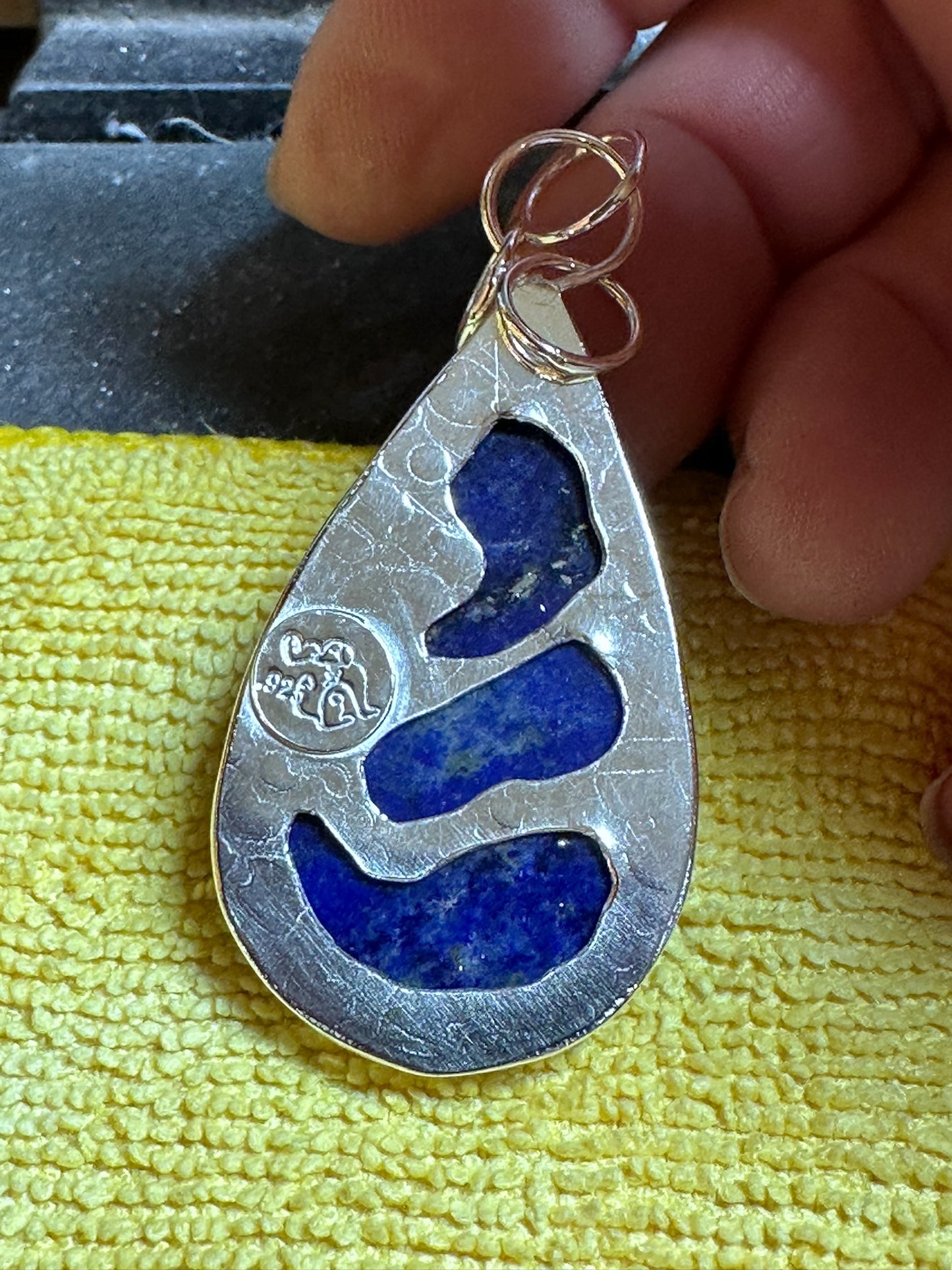 Blue Lapis Teardrop Sterling Silver Pendant Necklace