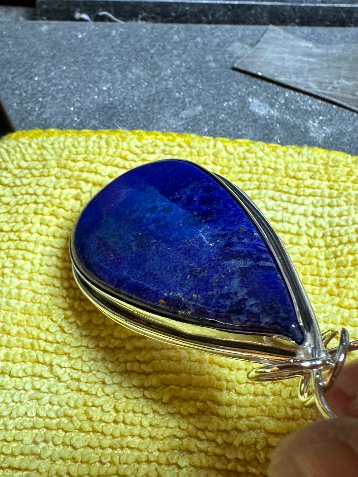 Blue Lapis Teardrop Sterling Silver Pendant Necklace