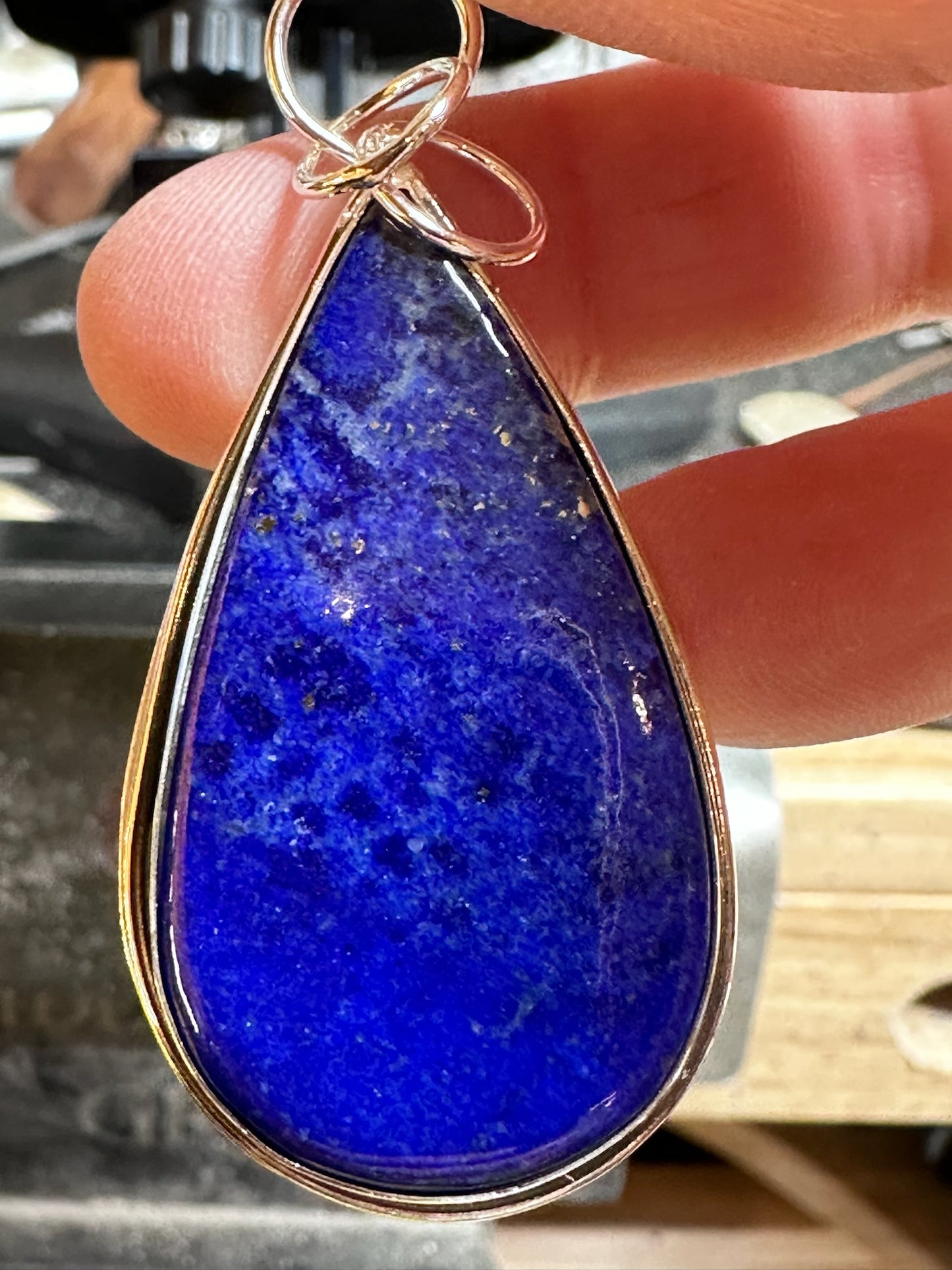 Blue Lapis Teardrop Sterling Silver Pendant Necklace on of a kind