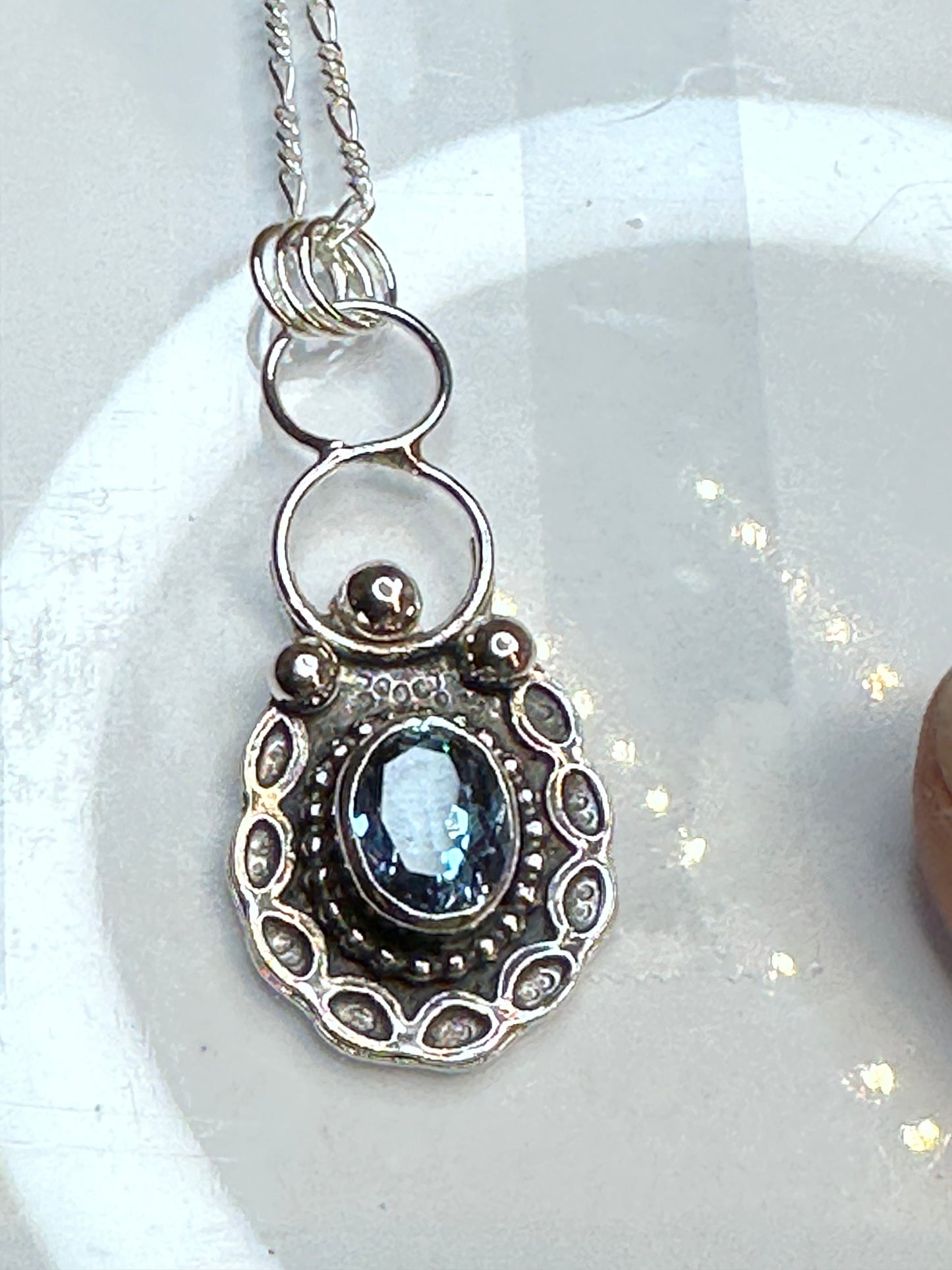 Blue Birthday Sparkling one of a kind handmade Pendant