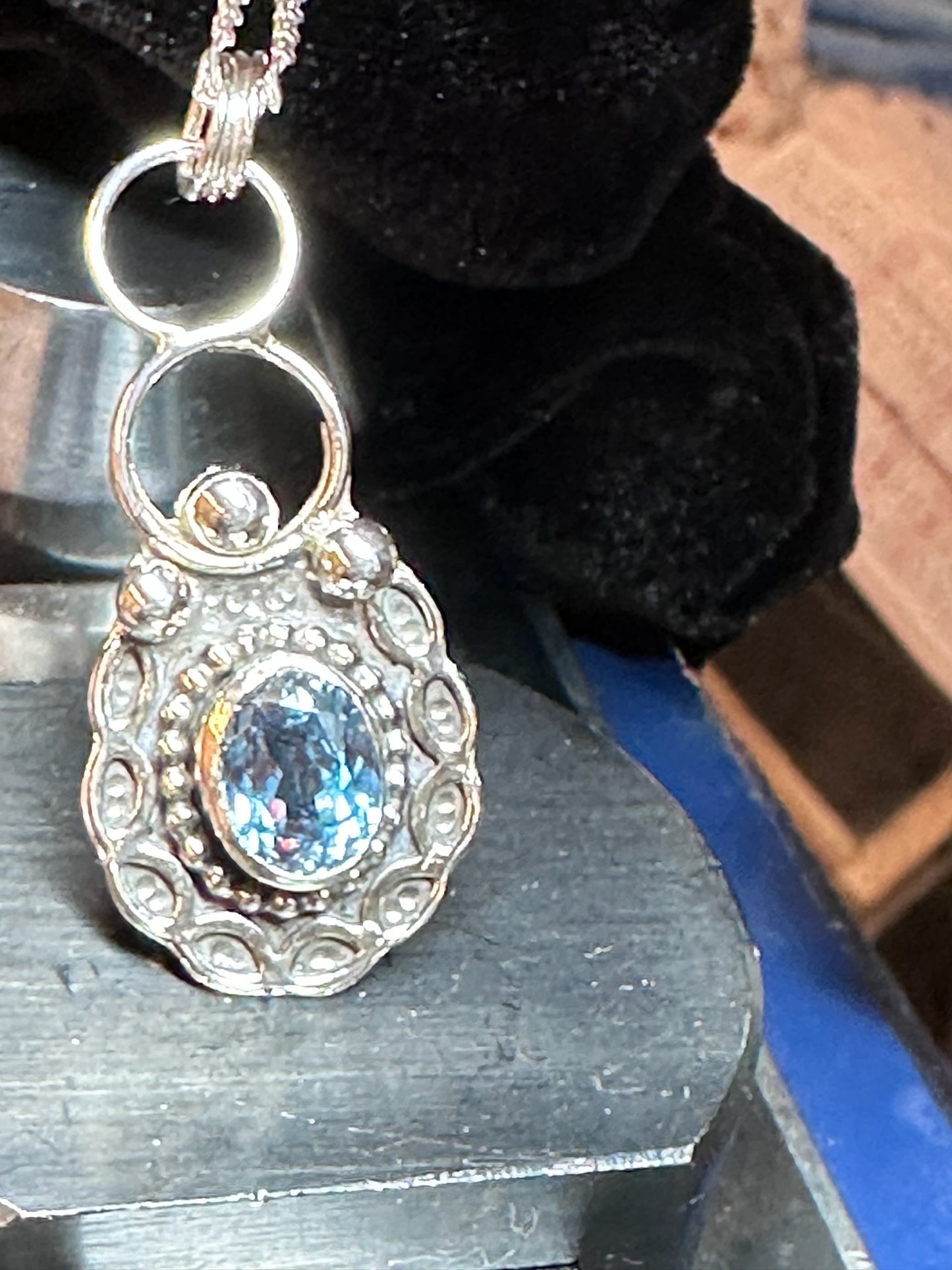 Blue Birthday Sparkling one of a kind handmade Pendant