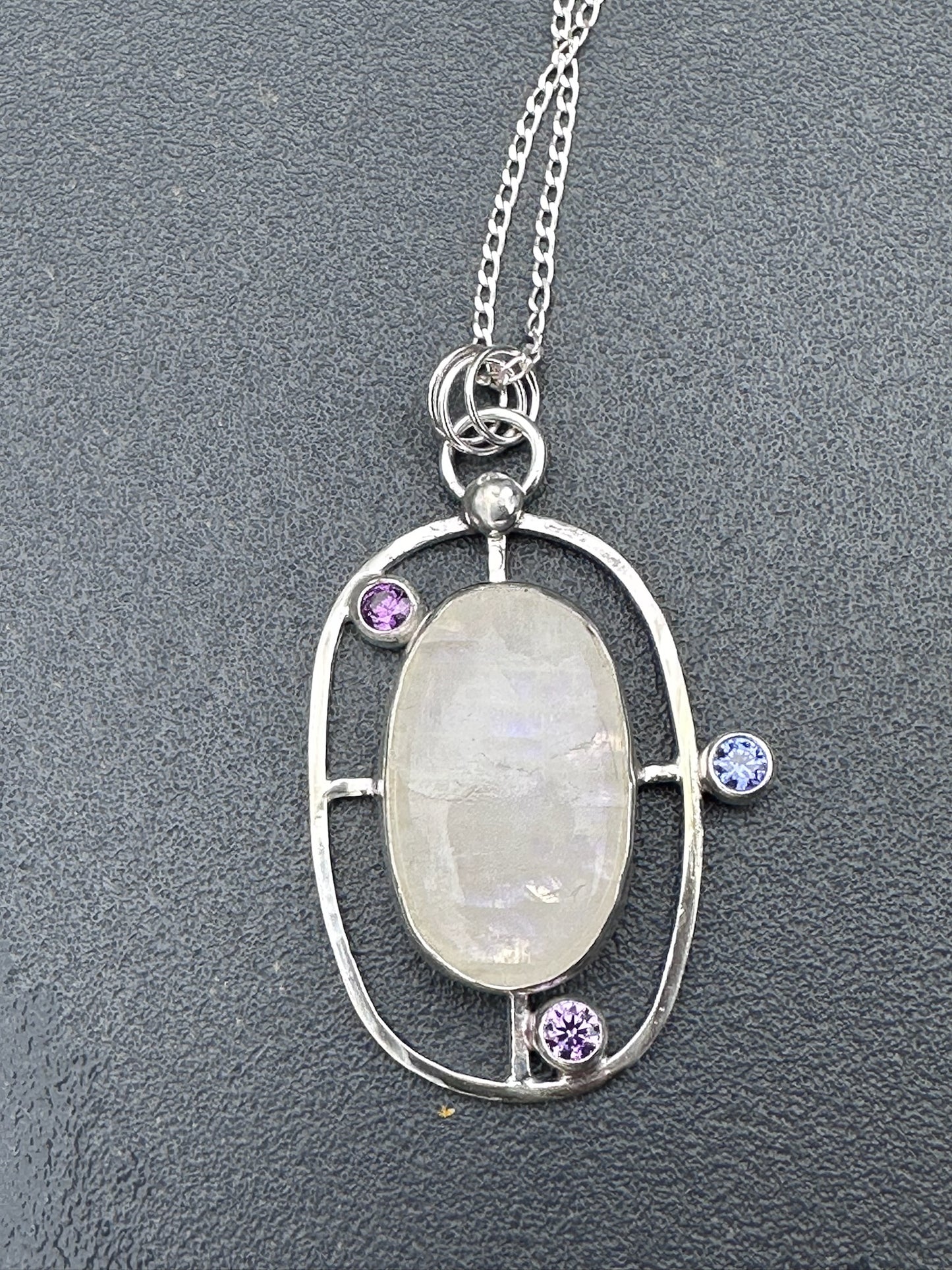 Moonstone Geometric Pendant Necklace